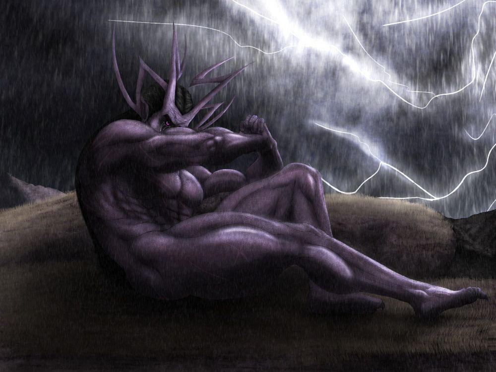 Lucifer Phosphoros in the recreation of Alexander Cabanel's painting, "The Fallen Angel". This illustration is made in Q2 of 2024 and is the third rendition by Aodh (me)