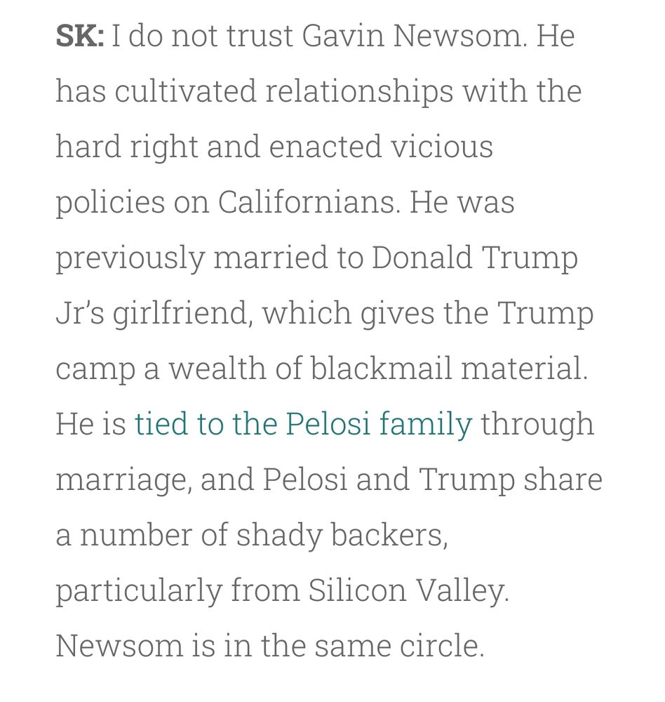 Sarah Kendzior comments on Gavin Newsom.