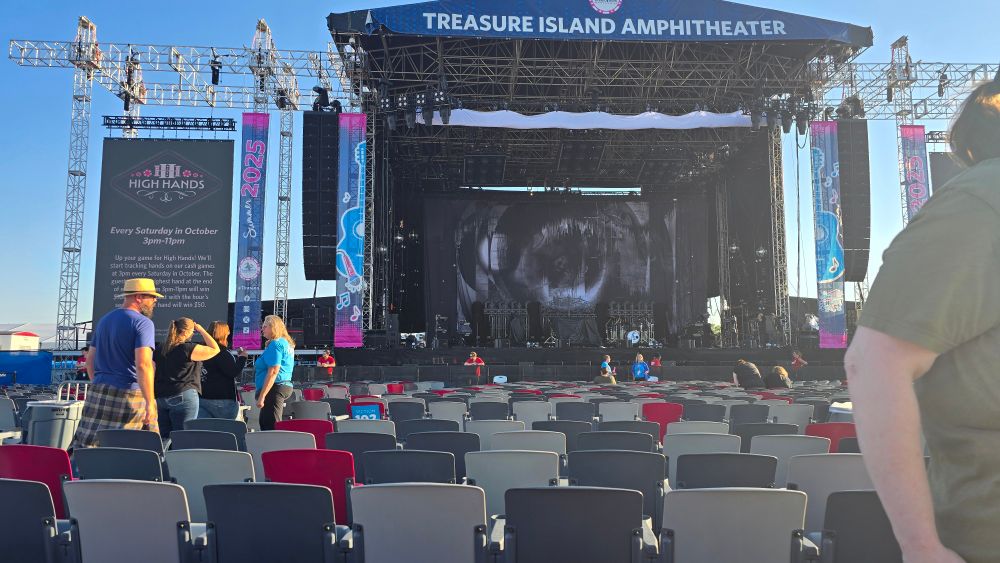Photo of an empty outdoor stage prior to the concert starting