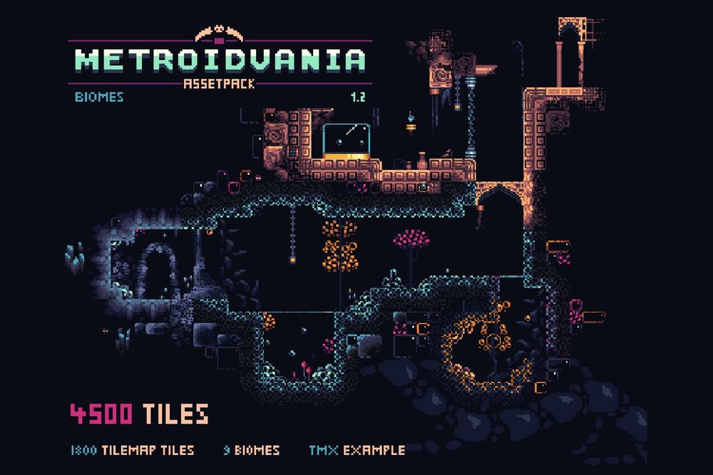 Metroidvania | Biomes 4500+ Tiles | 2D Environments | Unity Asset Store