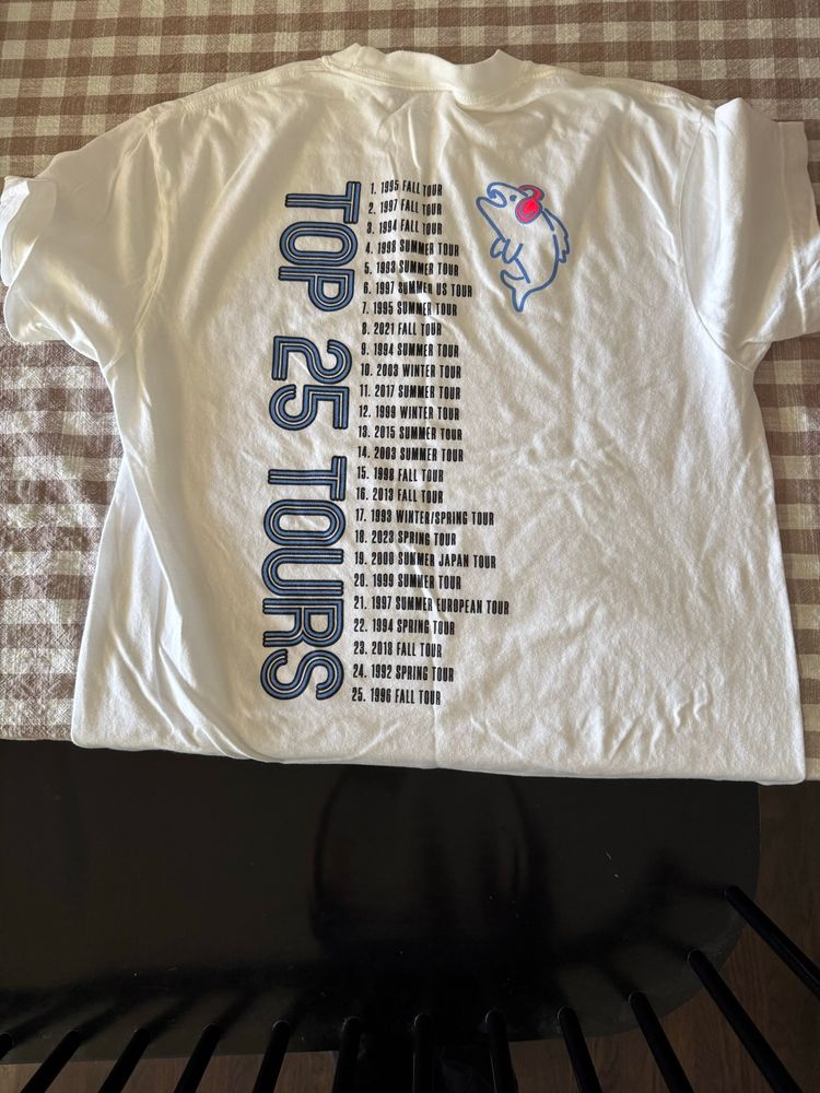 The back of the HFPod Top 25 Tours shirt