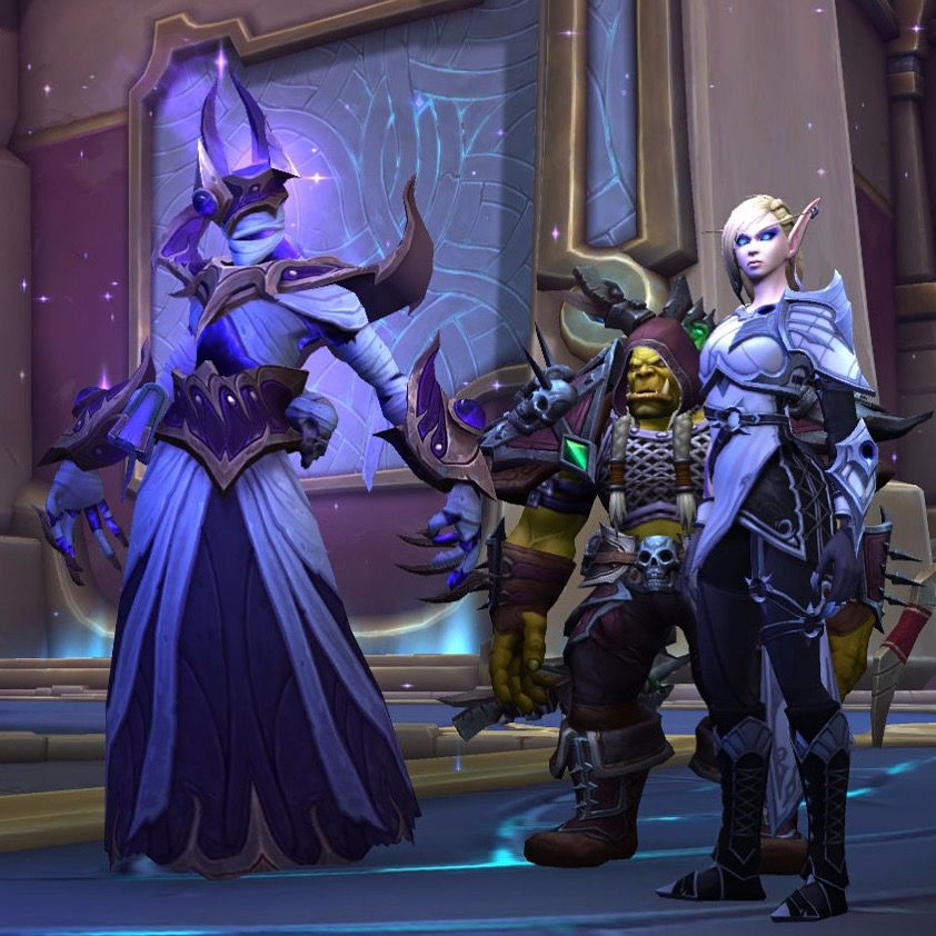Locus-Walker, Alleria, and an Orc Hunter in a Sylvanas inspired transmog, from the video game World of Warcraft