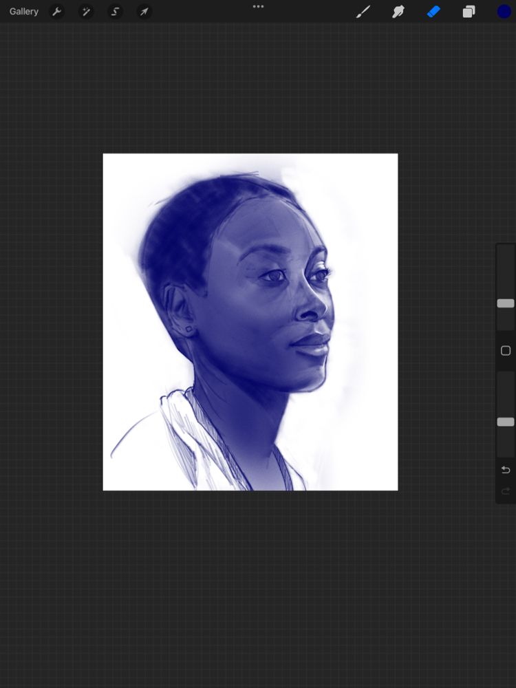  work in progress- digital portrait illustration of Dr. Collin’s from the tv show the Pitt 