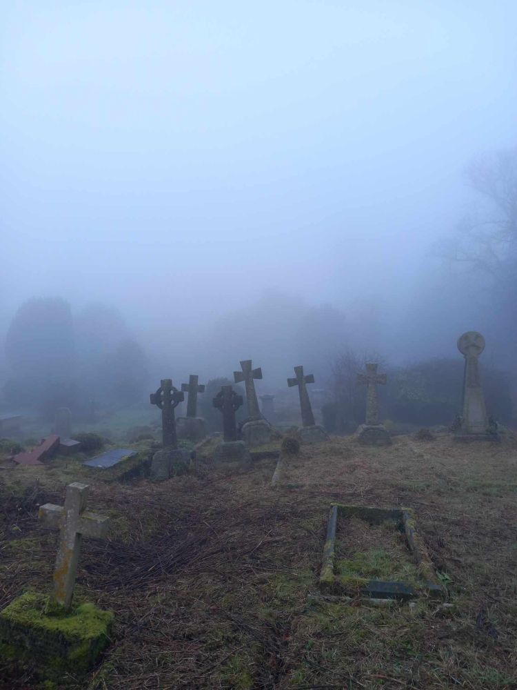 Misty cemetery