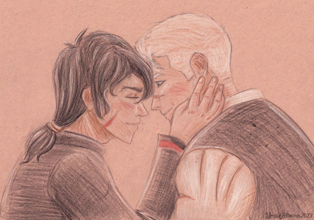 Shiro and Keith touching foreheads, looking relieved.
