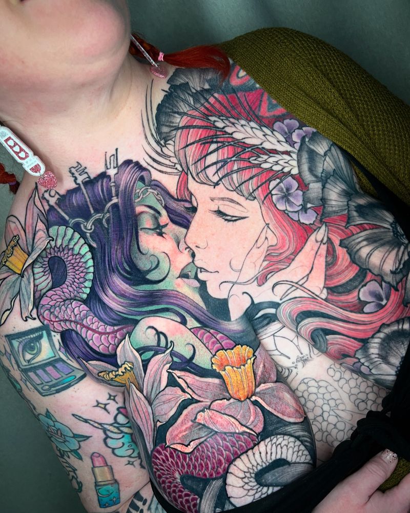 Gender bent hades and Persephone. One of my absolute favorite pieces to work on! 