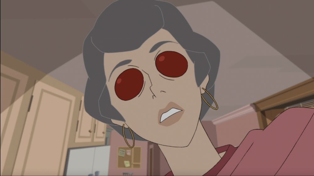Aunt May in the 2017 Spider-Man cartoon during the Spider-Island arc. She looks normal except that her eyes are giant red bug eyes.