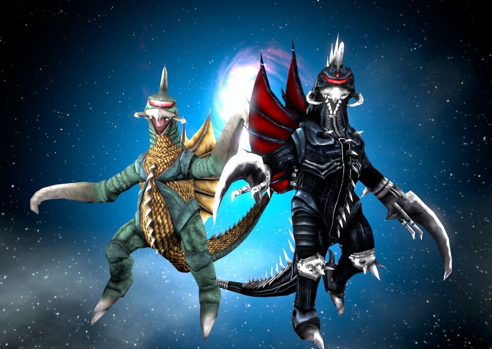 Classic Gigan and Final Wars Gigan in space
