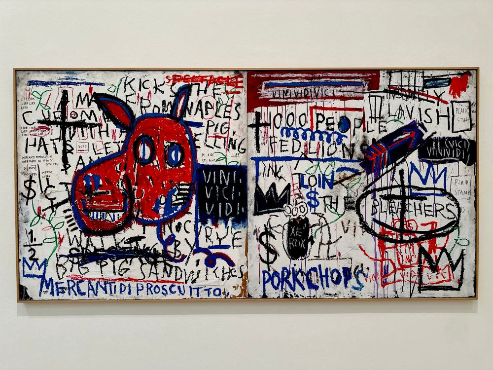 A real Basquiat painting. (Guggenheim Museum, Bilbao, Spain) Most are in private collections. Most American museums didn’t want to buy art from a Black man. Bet they’re kicking themselves now 