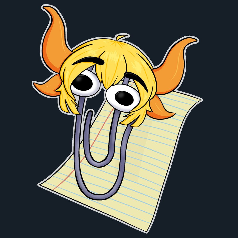 a drawing of Kanna as clippy, the microsoft office assistant 