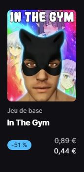 Cover image of the game In The Gym, showing a masked man in front of a colorful background with anime characters in the distance.
