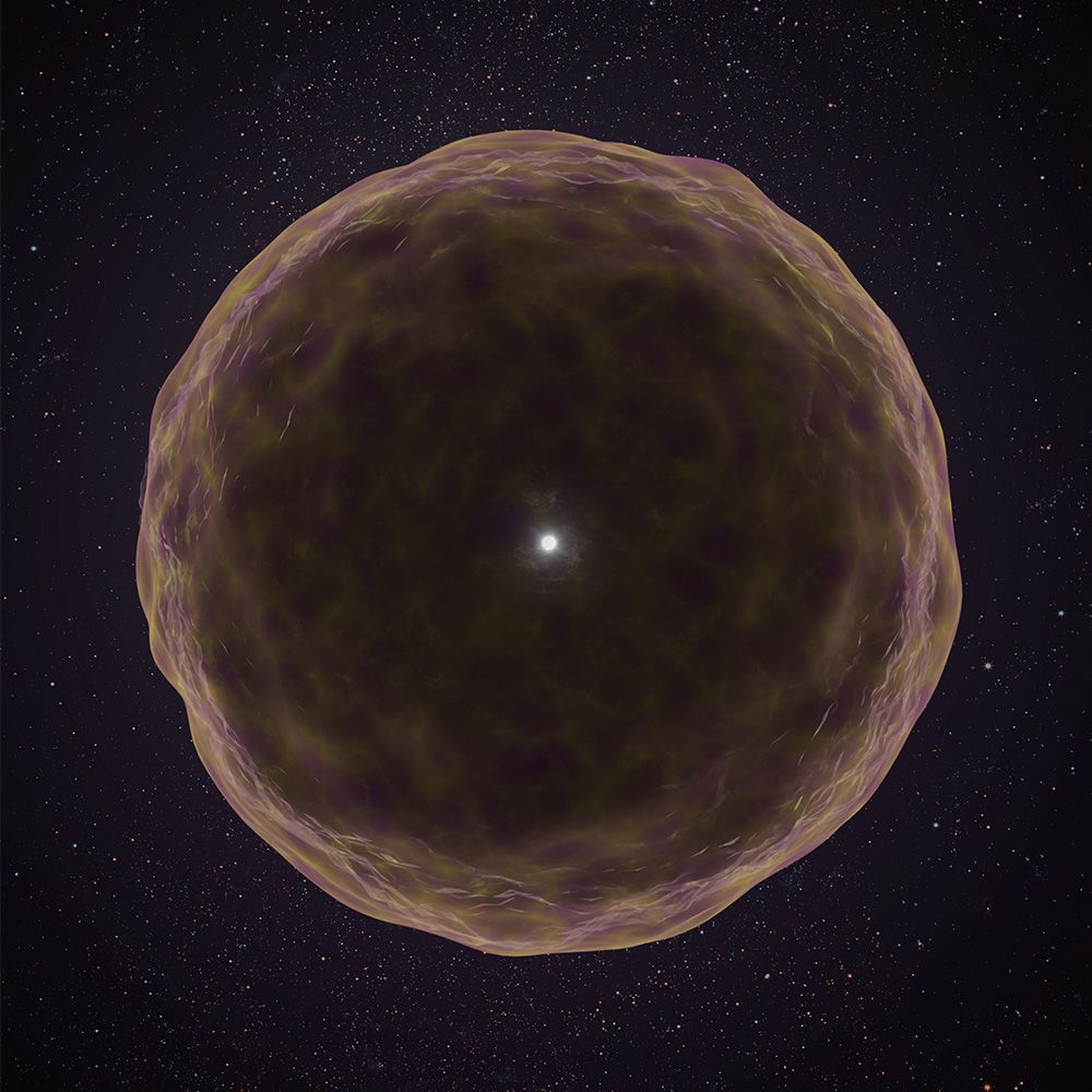 This image shows an artist’s illustration of the extremely stripped supernova 2021yfj. Credit: Keck Observatory/Adam Makarenko.