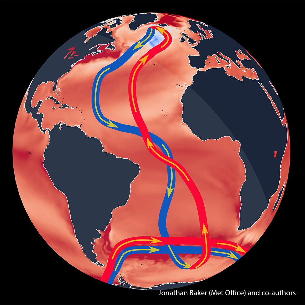 Caption: Even under extreme climate change, the Southern Ocean sustains a weakened but resilient Atlantic overturning circulation (AMOC), a vital component of Earth's climate system. 

Credit: Jonathan Baker (Met Office) and co-authors 