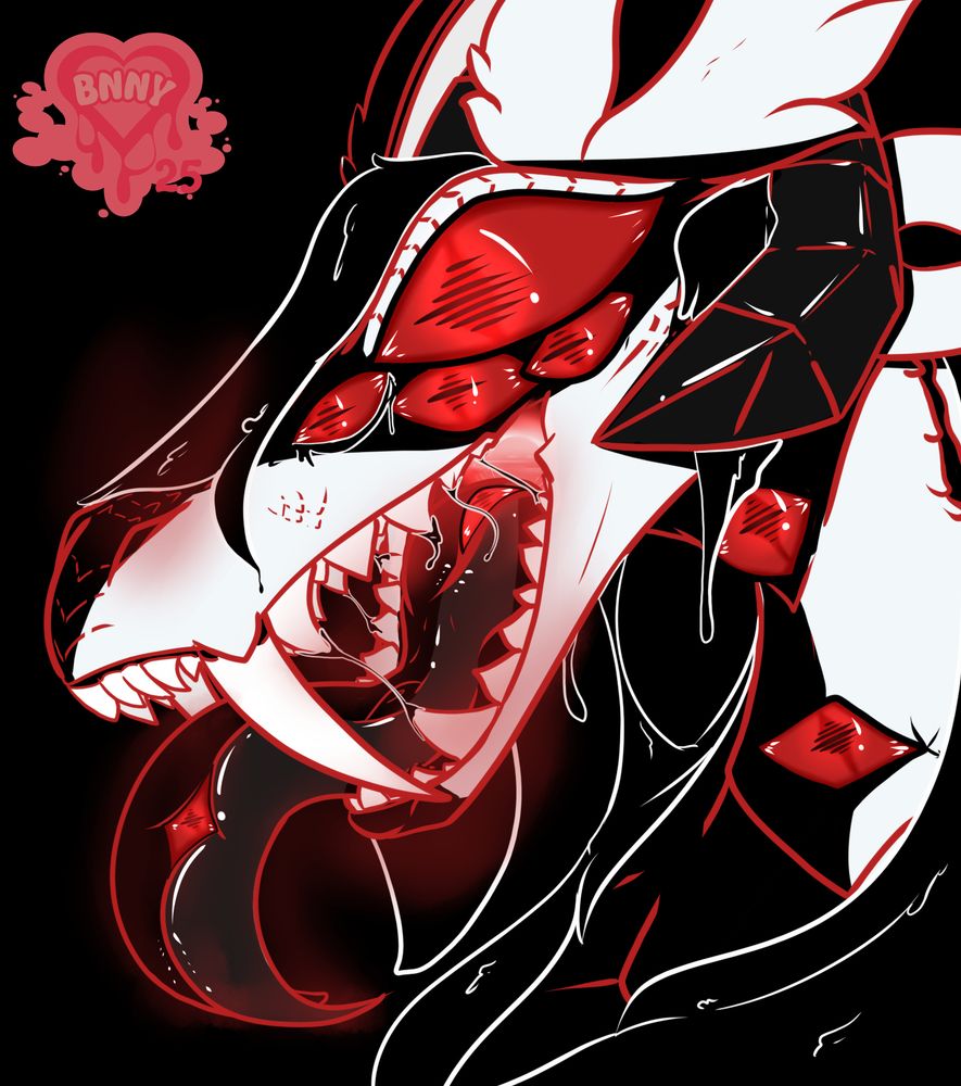 A face shot of A dragon linking ink, horror'd up or halloween pfp