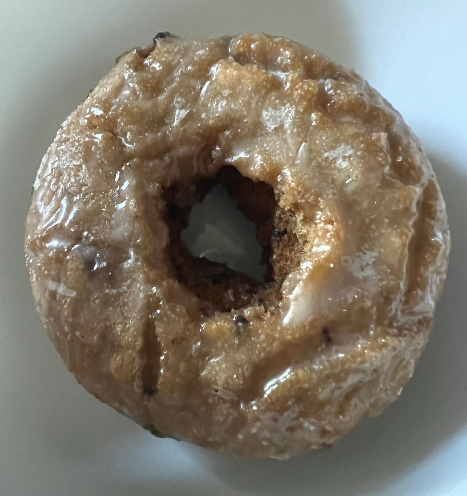 Top view of blueberry cake donut