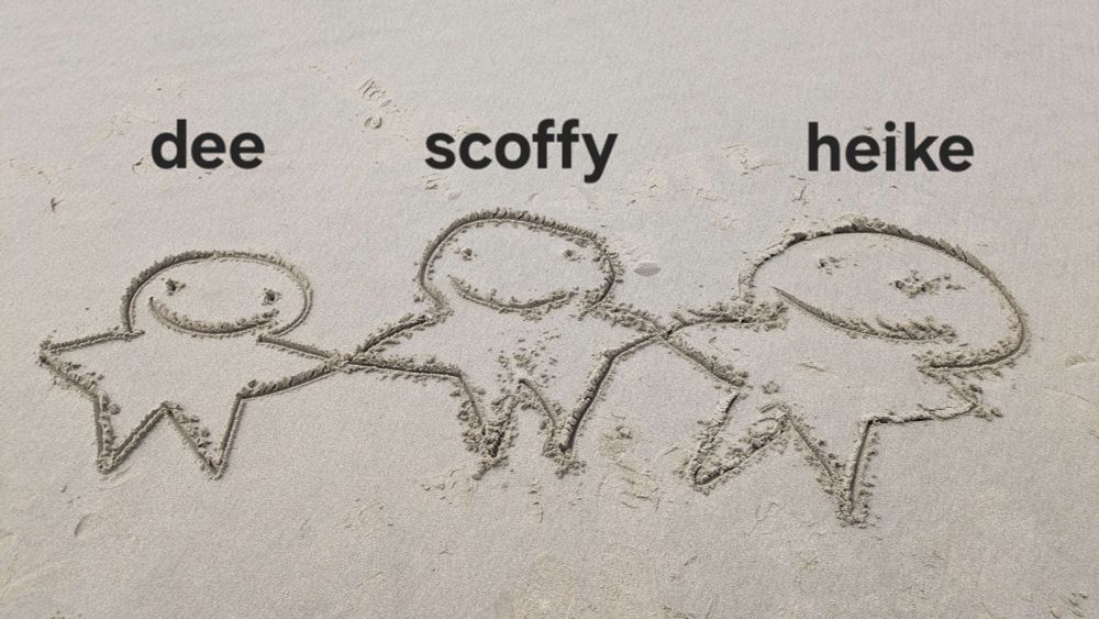 dee drew leftmost, neatest. scoffy drew center, messier. heike drew rightmost, messiest