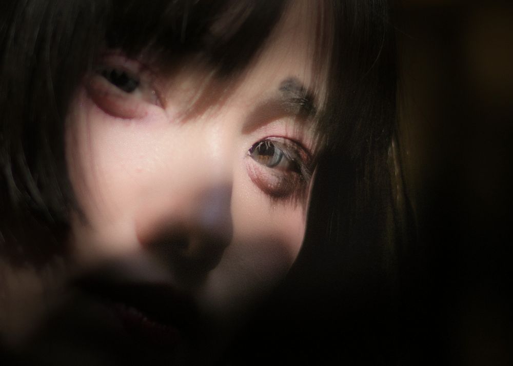 女性の顔、アップ