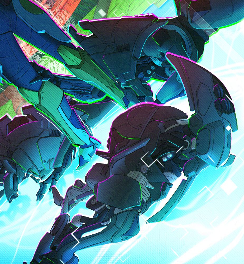A close-up of some of the Vex at Relay's feet, highlighting the details of their chassis.