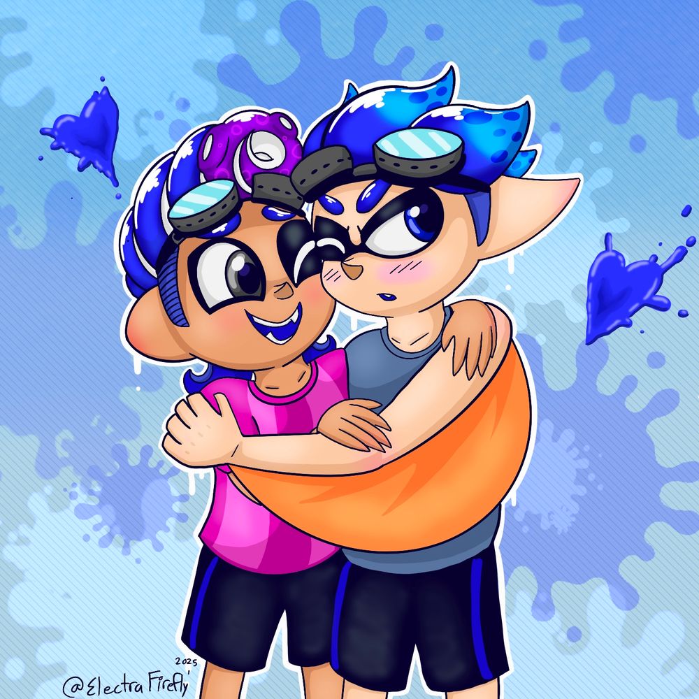 Orv and Boomer hugging each other close and tenderly