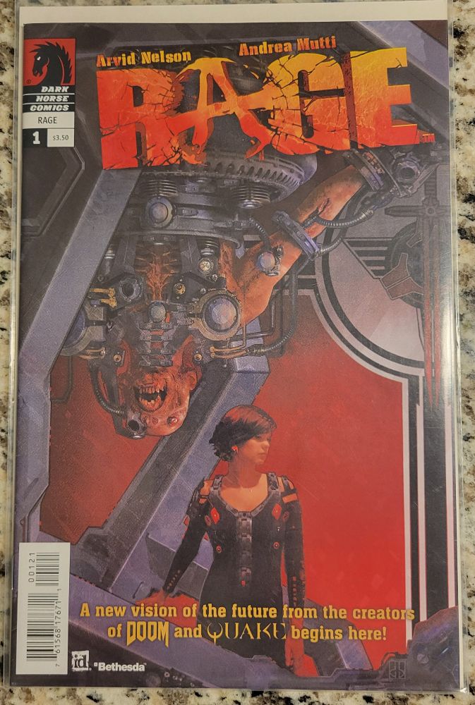 Rage comic book cover

"A new vision of the future from the creators of Doom and Quake begins here!"