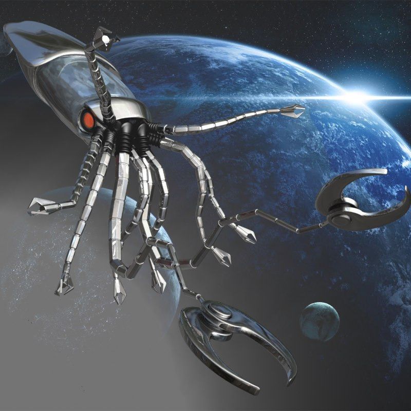Una nave espacial con forma de calamar-cangrejo o algo así, no sé, activé la opción de obligarme a escribir texto descriptivo en todas mis imágenes y ahora no sé cómo desactivarlo ayuda esto no es un meme