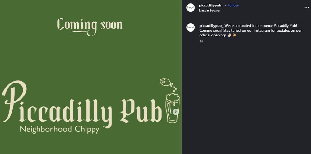 Coming soon Piccadilly Pub Neighborhood Chippy