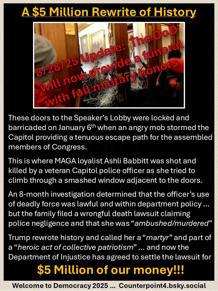A $5 Million Rewrite of History Image of the smashed doors to the Speaker's Lobby of the Capitol Building on January 6th ... now with an overwrite stating 