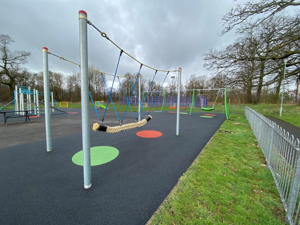 Swings and climbing equipment.