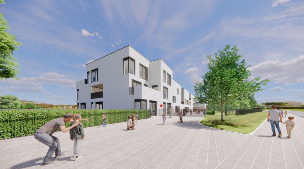 Artist's impression of the side view of the new primary school being built in Dargavel.