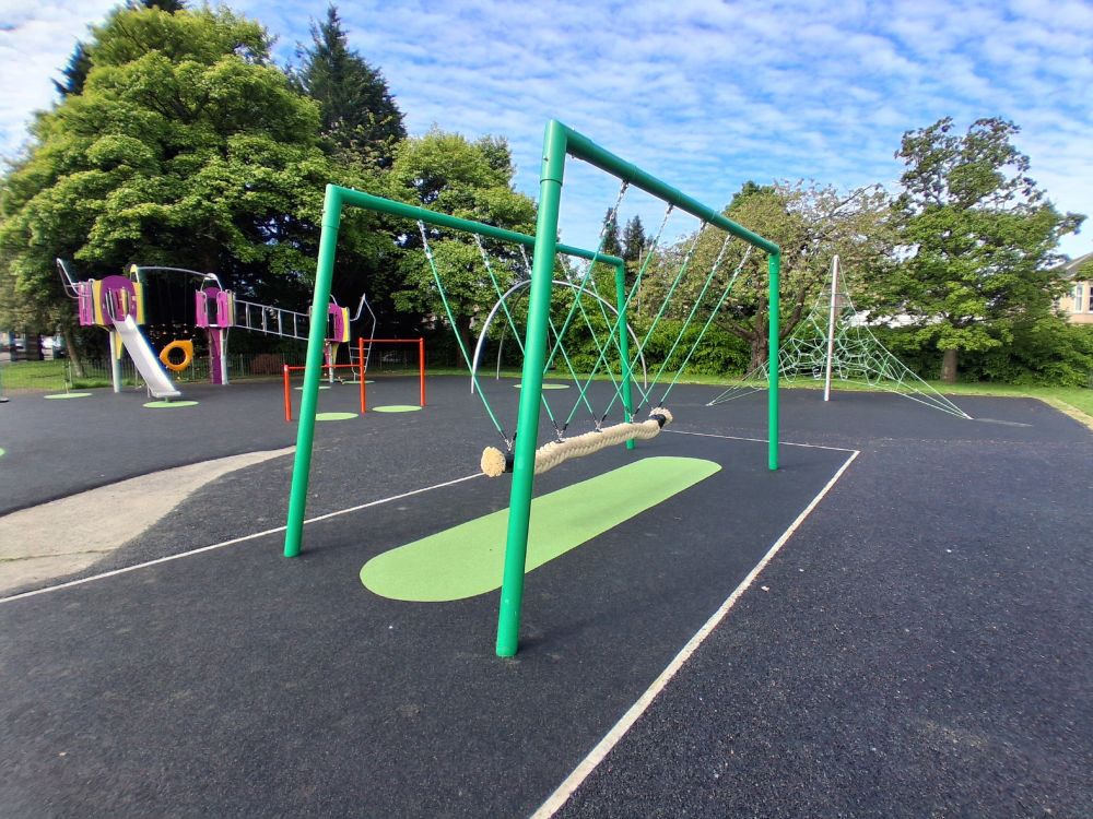 A log climbing frame.