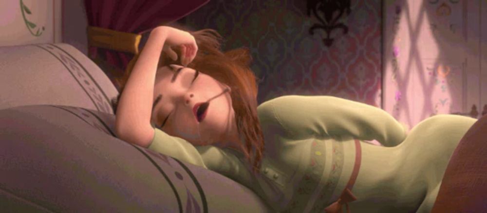 a cartoon character is sleeping with her eyes closed