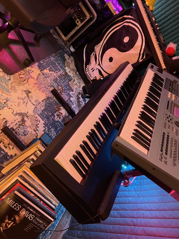 Studio VII is coming back together! The keyboards are up, and guitars are now part of the area.