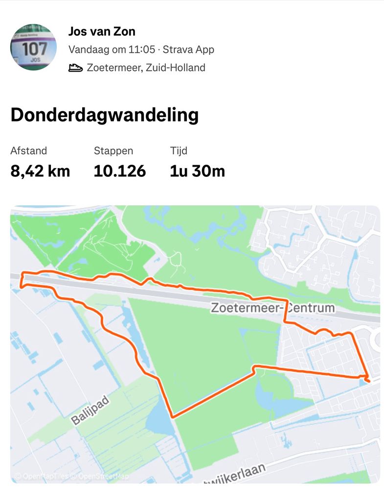 Wandelroute in Strava 
