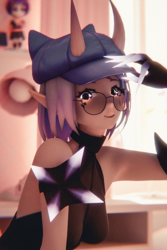 Nile wearing a blue cap, her left hand on the brim while staring at the camera with a smile