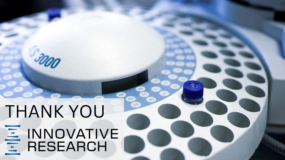 There is a photo of the top of a centrifuge. In the lower left, the text reads, "Thank you Innovative Research".