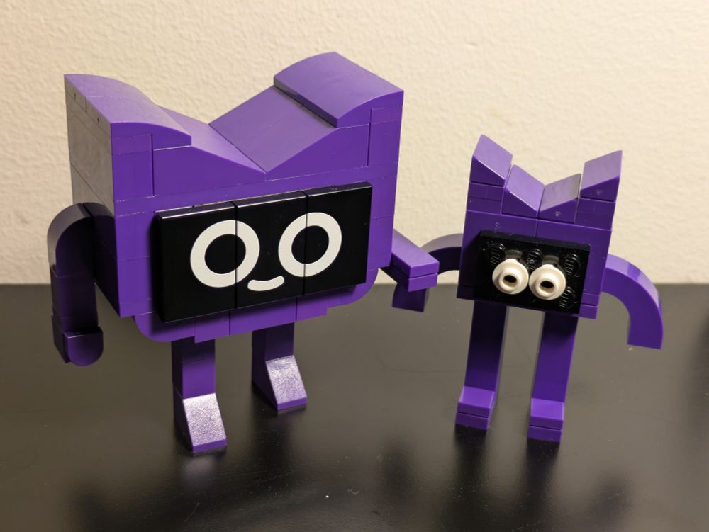 The professionally designed official Lego Kodee model next to a smaller custom Lego Kodee