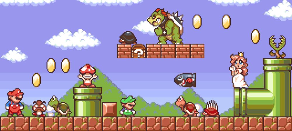 a reimagining of several super mario bros 1 elements