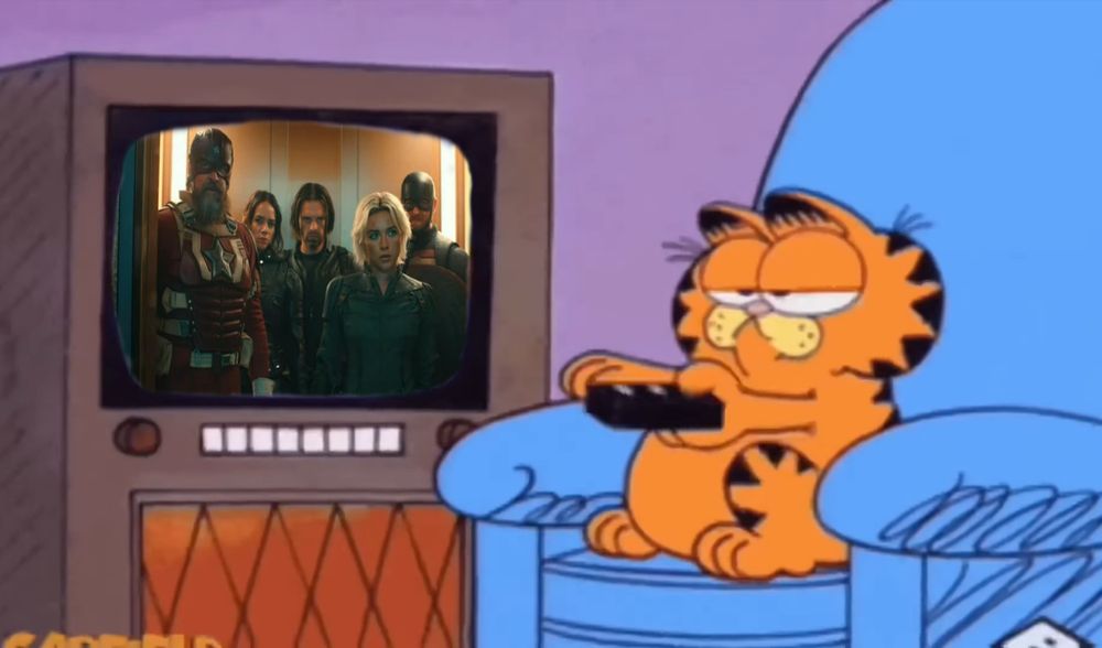 Garfield watching Thunderbolts* 