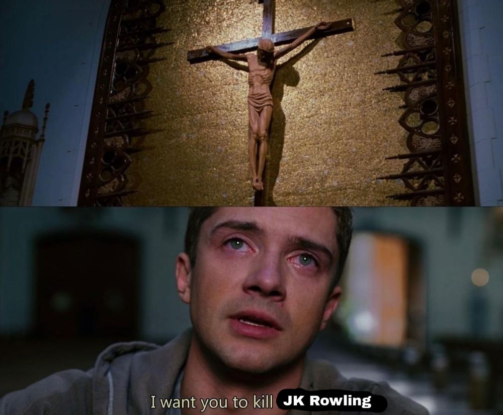 That scene in Spider-Man 3, where Eddie Brock (played by Topher Grace) is literally praying on Peter Parker's downfall.

Eddie Brock: "I want you to kill JK Rowling" 