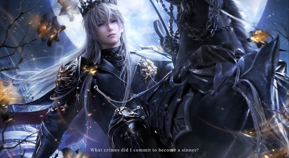 A screenshot of the new Xavier companion: King of Darknight from the otome game Love and Deepspace.
The caption reads: "What crimes did I commit to become a sinner?"
