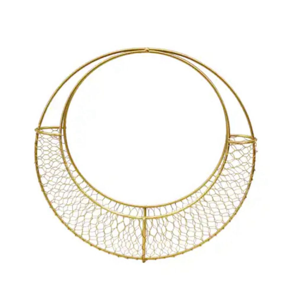 Crescent shaped gold wire basket. 