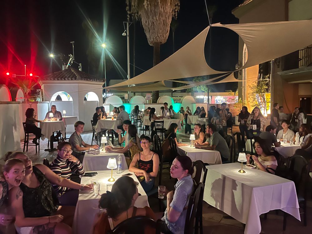 So many student botanists outside on the patio at Oscar’s