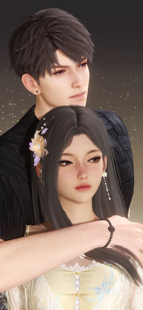 Love and Deepspace: MC and Caleb posing looking all serious while posing