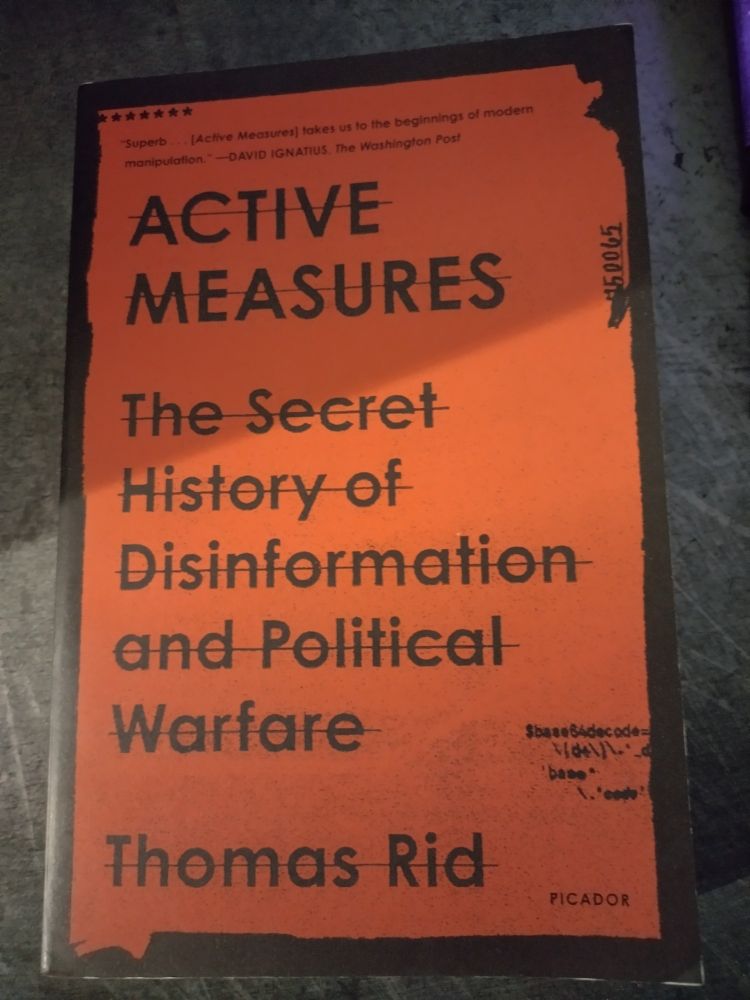 Image of book front: Active Measures: The secret history of disinformation and political warfare. By Thomas Rid