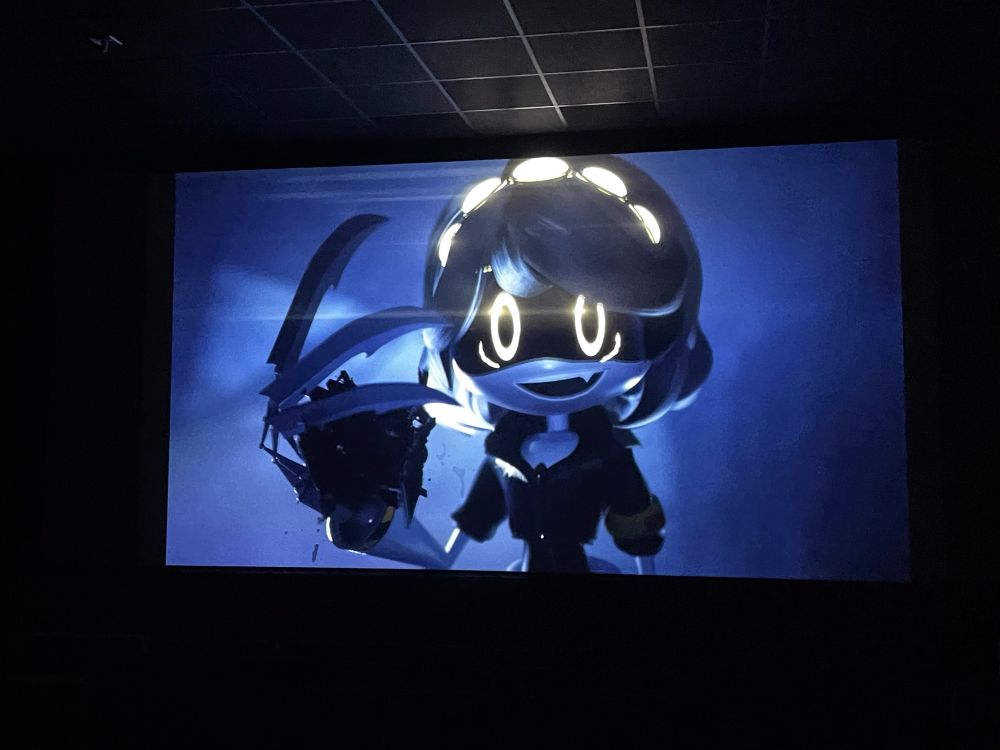 V‘s introduction in the first episode of Murder Drones viewed in a cinema