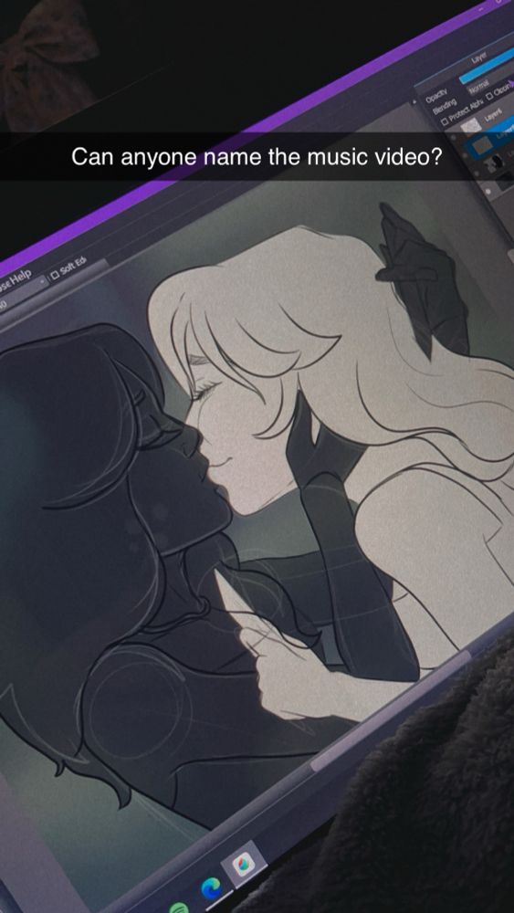 (Flat Color Version) Digital art of two girls kissing, one holds a shard of glass to the other's throat while the other raises a dagger behind her partner's back