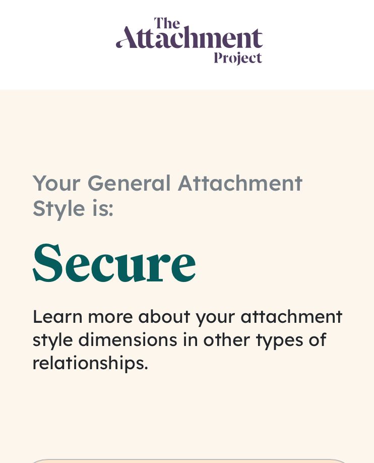 Screenshot of Secure Attachment Style. 
