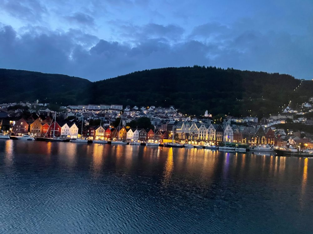 Photo from my hotel window of Bryggen, Bergen, in the middle of the night. It is midsummer, so never really got fully dark. 