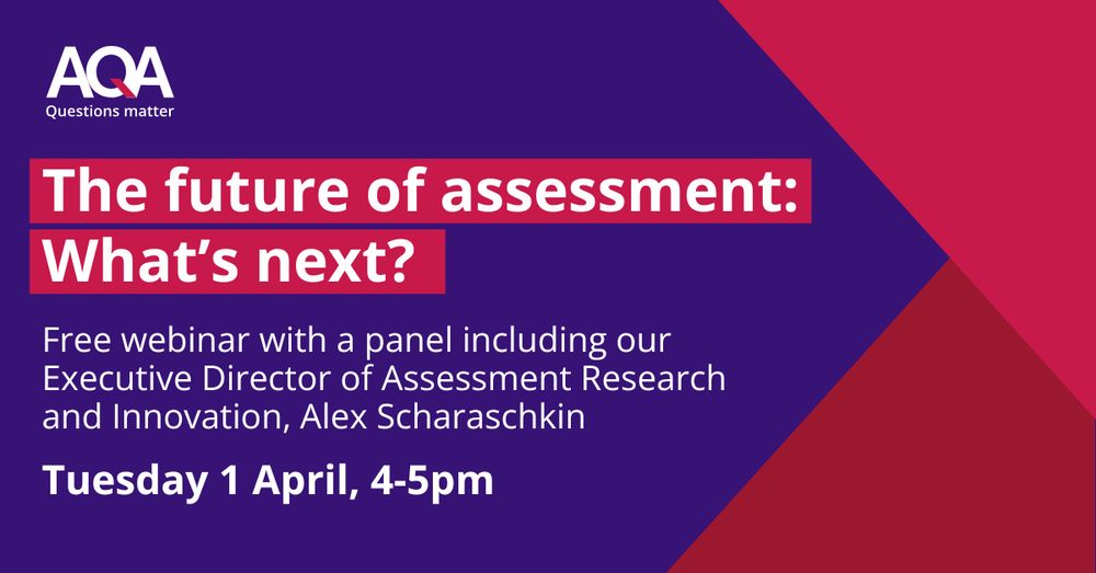 The future of assessment: What's next?

Free webinar with a panel including our Executive Director of Assessment Research and Innovation, Alex Scharaschkin

Tuesday 1 April, 4-5pm