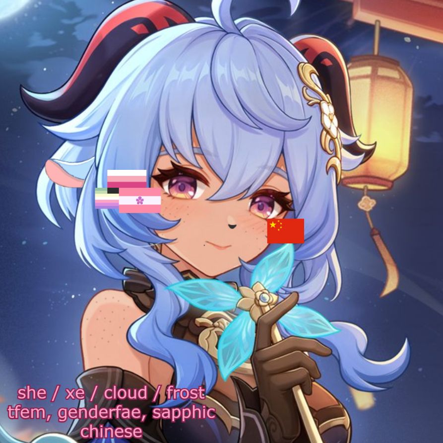 she / xe / cloud / frost
tfem, genderfae, sapphic
Chinese